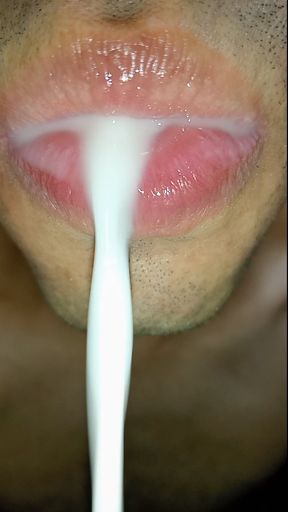 mouth milk, long tongue, sloopy, hard, kiss, tongue, playing with your cum, submissive, throat,