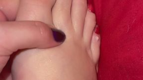 Slippery foot massage foot fetish