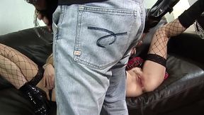 Cute Blonde in Pigtails Takes His Big Dick up Her Ass on the Couch