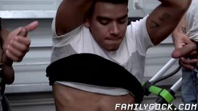 Twink creampied and fucked 3way bareback by jock cousins