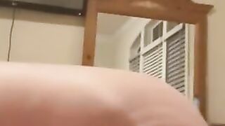 BBW rubbing clitoris on fuzzy blanket
