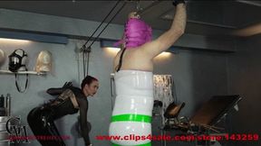 Mistress Yuna - Caned in Clingfilm -wmv