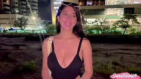 Latina milf with big cock gets creampied in apartment after beach pickup