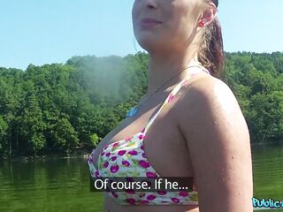 nineteen year old in a bikini banged at the LAKES - Public Agent