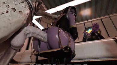 A lustful monster cock fucked two bitches at once. 3D Hentai Game