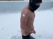 twink slut Friday West public naked on roof during snow storm.