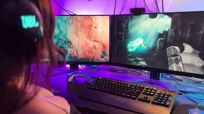 Tattooed Gamer Girl Gets Hard Fucked and Cums First Person Close-up