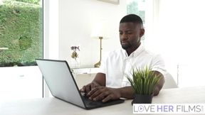 Check out this busty babe's amazing phone skills in hot interracial action