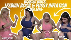 HD Ziva Fey - Workout Wreck: Lesbian Boob And Pussy Inflation With Ashley Moore