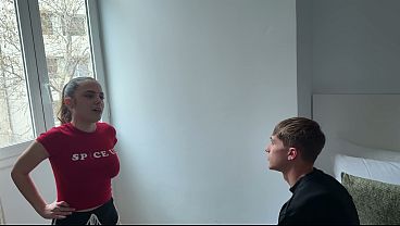 Chubby amateur babe gets DP'd while boyfriend watches