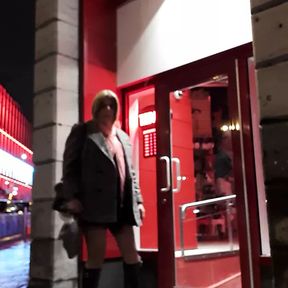 Sissy Slut Whore Posing in Public in Front of Sex Store