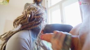 Pandora's sexy avatar girl handles double anal with 3 big uncut cocks