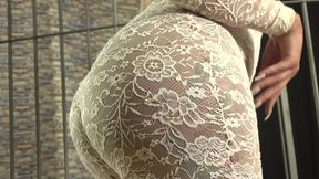 Transsexual prison guard Patricia Arruda teases bubble butt and jerks off