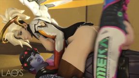Futa Overwatch babes in cowgirl ass-fucking action