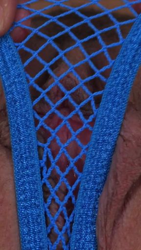 Ariel Andrews - Blue Mesh Micro Thong