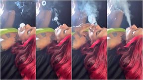 Lying down smoking a Marlboro Red. Snap, recycled snap, smoke rings. Slow exhales. coughing