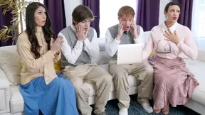 Two strict religious MILFs swap their naughty teen boys