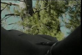 Perfect blonde doll fingers her hot girlfriend outdoors