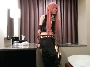 Asian Crossdresser Cums Cosplaying