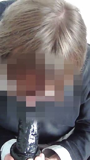 Blonde Sissy Seoul in Leggings Workstyle Sucking BBC Big Dildo (long-form Version)