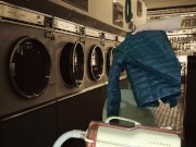 Vacuuming Girlfriend's Emoi Blue Down Jacket with Vintage Electrolux