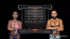 Powerful gladiator Avery Jane battles Will Pounder in an intense interracial sex fight