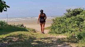 fui malhar na praia fiquei suadinha e acabei dando pra um desconhecido no carro na rua