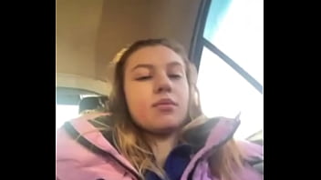 Blonde girl masturbate and vibration in the taxi