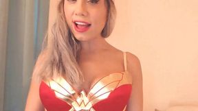 Wonder woman stretching her wonderful pussy