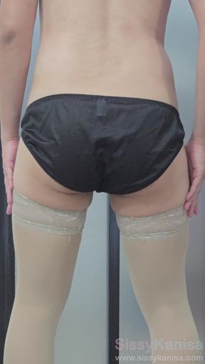 Sissy Kanisa's Fitting Room: Try on New Panties, Japanese Style Black Purple Lace