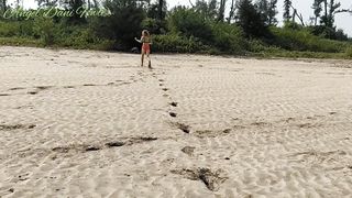 Shameless Blonde women gets Nude  Changing Cloths on Outside Beach