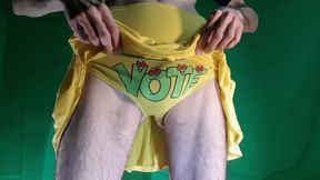 Two Panties and Tho Thongs Under Yellow Skirt Try On Haul