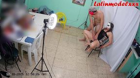 backstage. hot model posing and showing her pussy and tits while producer directs her naked. 2/3