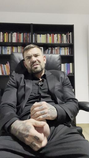 Handsome Guy Masturbates in Suit