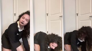 Melafem's 18-year-old cutie takes on a massive dildo in all positions!