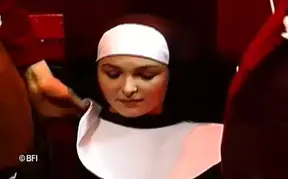 The nun gets dominated in threesome