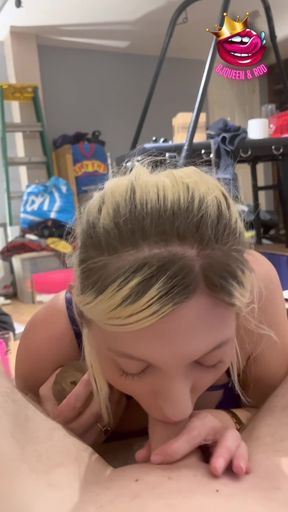 POV Blonde MILF Gives Sloppy Deepthroat Blowjob on Her Knees