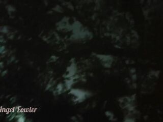 Beauty Peeing in darkness into tropical river after sunset - Angel Fowler