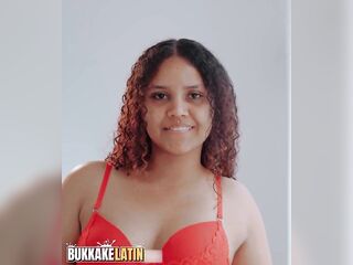 Bukkake Latin - Caro Canela Colombian nymphomaniac receives milk in big quantities.
