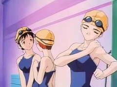 3d anime girl shows her hot body in swim suit