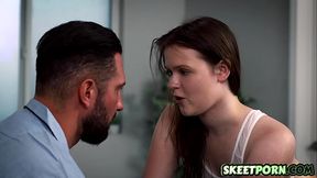 Petite blonde teen deepthroats and gets hardfucked