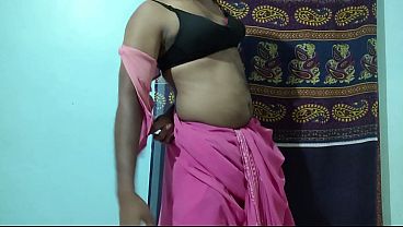 Making sex by removing pink colored saree wored by stepmom