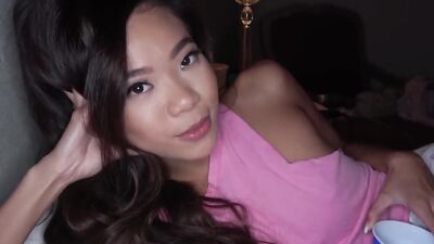 Marvelous Asian girl Vina Sky is filmed POV-style while getting hard cock