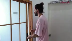 Tattooed girl gets fucked in miniskirt while jerking her boyfriend