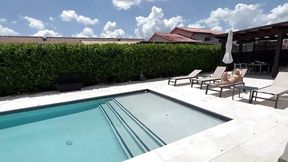 Brand New Charming Neighbor Intrudes My Pool &mdash;  Now They&#x2019;re Paying Back With Their Cock&#x1F346;!