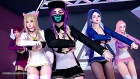 [MMD] STAYC - RAN2U Ahri Akali Kaisa Evelynn Seraphine hot striptease kda league of legends