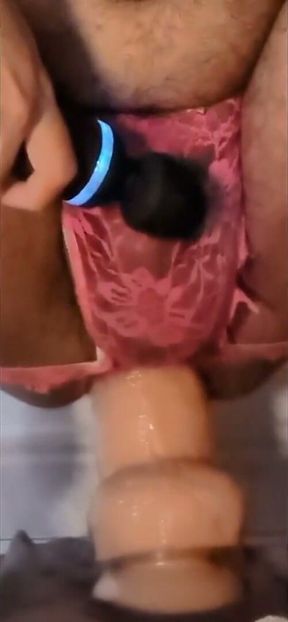 #21 - Day 6: Ppprs Pig Fucking Big White Cock Dildo and Having a Sissy Squirt at the End.