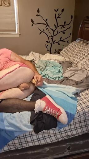 Pink sneakers and garderbelt
