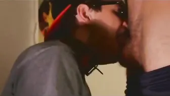 Amateur Bear Gives Big Cock Blowjob and Takes Facial