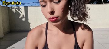 Smoking with Her Breasts Out